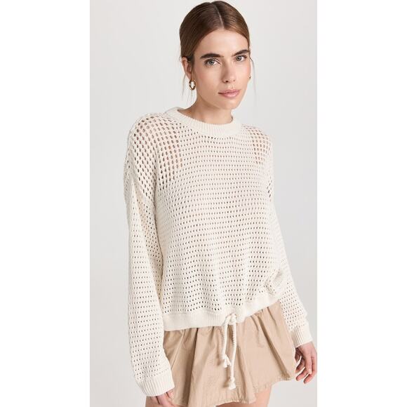 Sweaty Betty white open knit drawstring waist sweater - Picture 1 of 8